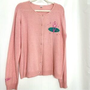 Cotton Concept Pink angora blend cardigan Flo’s Cafe button up size 3X
